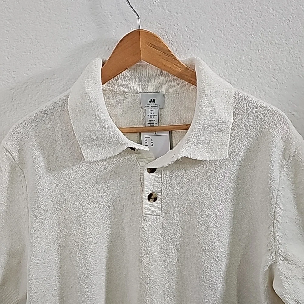 NWT H&M Boucle Polo Shirt Men's Sz.L - Picture 3 of 10